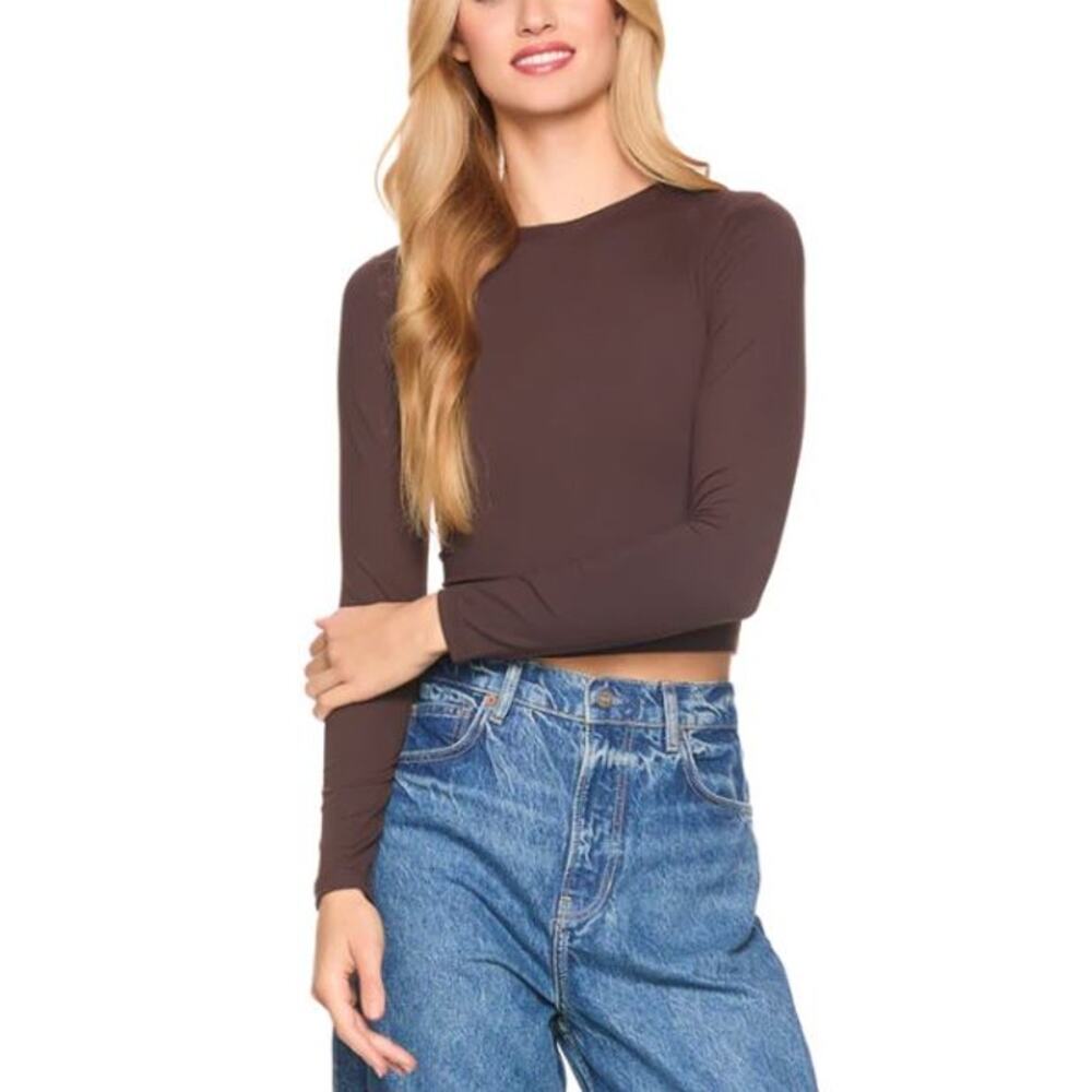 Susana Monaco Crewneck Long Sleeve Tops - Java Brown NWT Size Medium